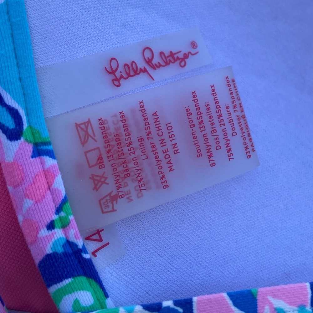 Lilly Pulitzer Aqua Blue and Pink Floral Underwire Bikini Top - Picture 4 of 4